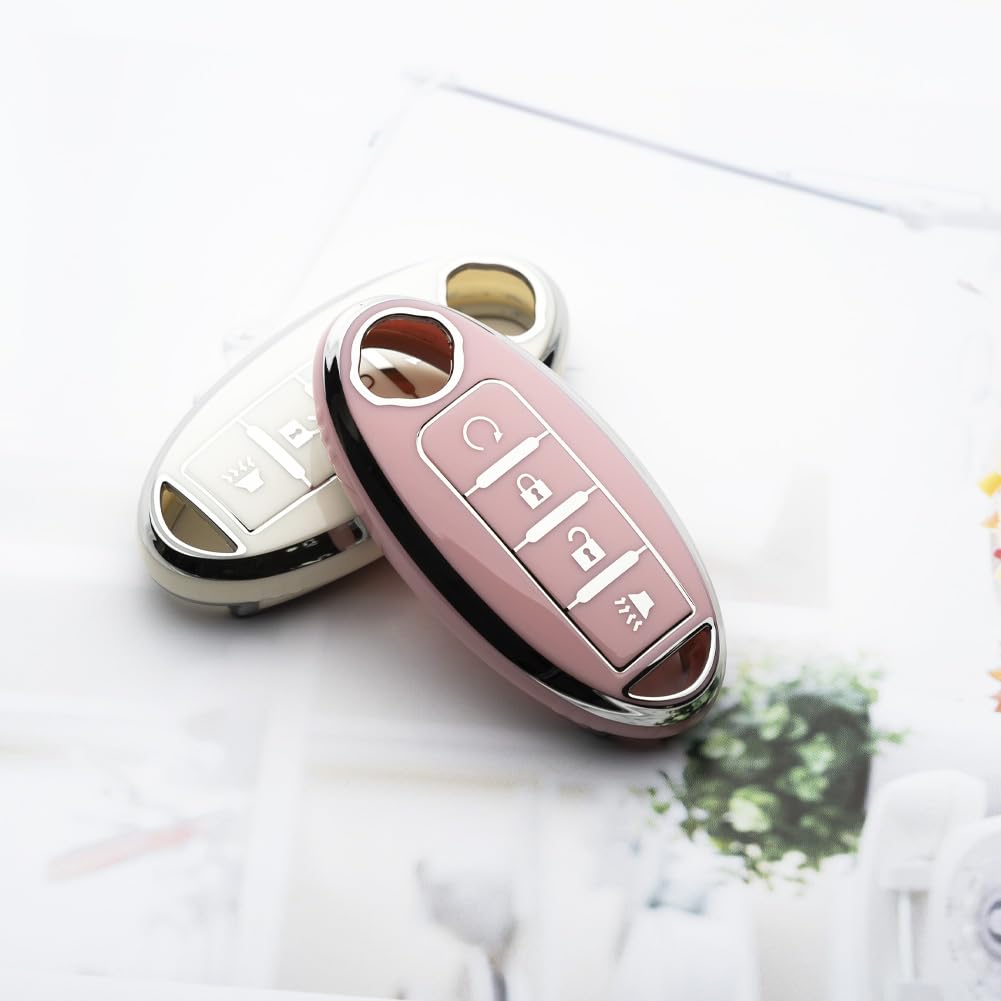 Tautrophen Key Fob Cover Fit For Nissan Infiniti Rogue Pathfinder Armada Murano Kicks Frontier Titan 4 Buttons Smart Key