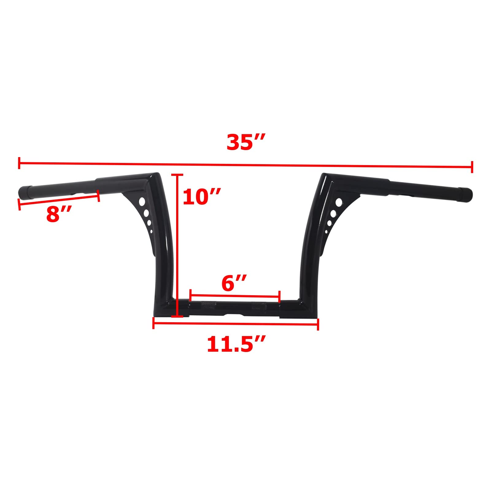 AIRCMT 10 Rise Batwing Ape Hangers 1-1/4 Handlebar for Harley Softail, FXST, Sportster XL 883/1200, Touring, Gloss