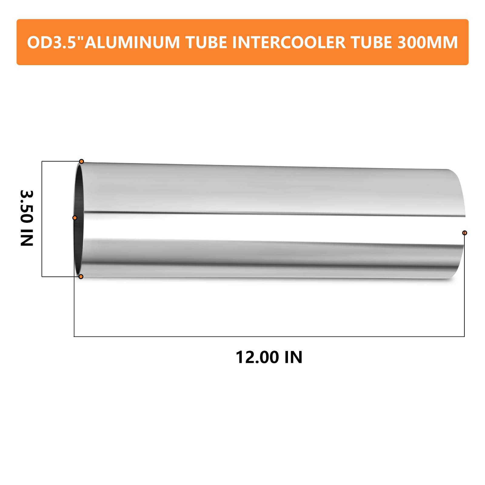 Gasher 1Pcs Aluminum Alloy Tube 3.5''Od Length 12   (300Mm) Intercooler Pipe For Intake And Cooling Systems