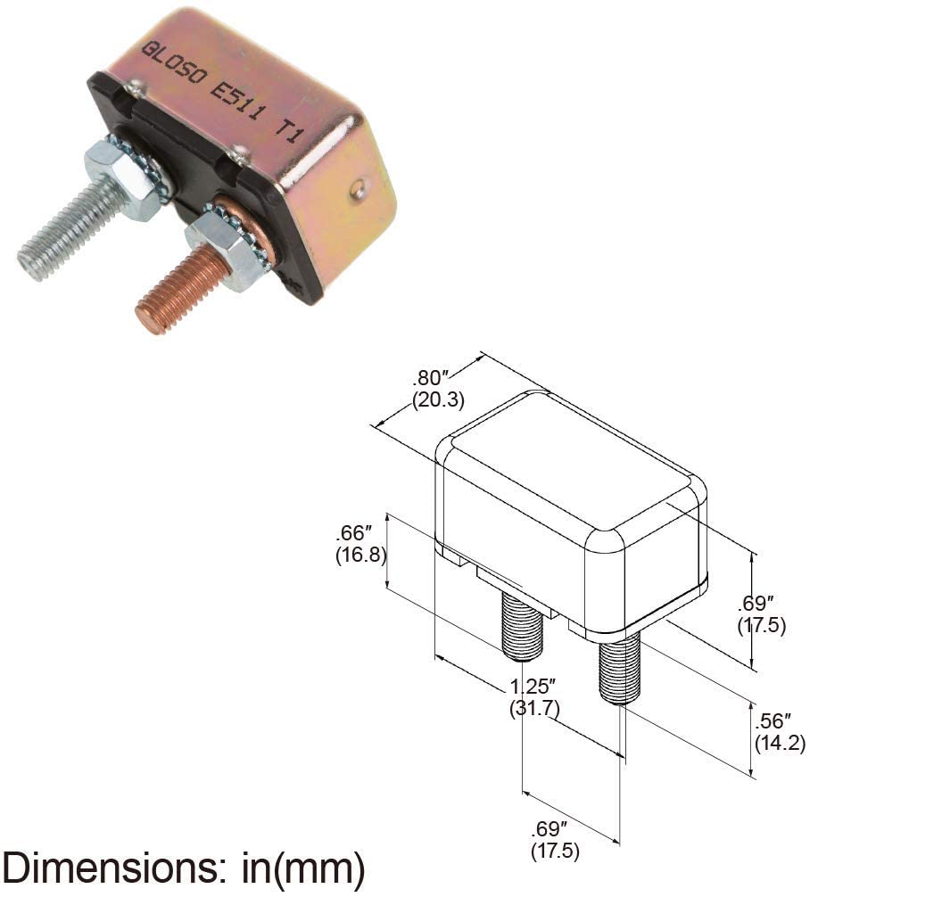 GLOSO Circuit Breakers Stud Bolt Type for Truck Bus RV Automotive Motorcycle No Bracket Metal Cover Auto Reset (T1) - 5 Pack (15