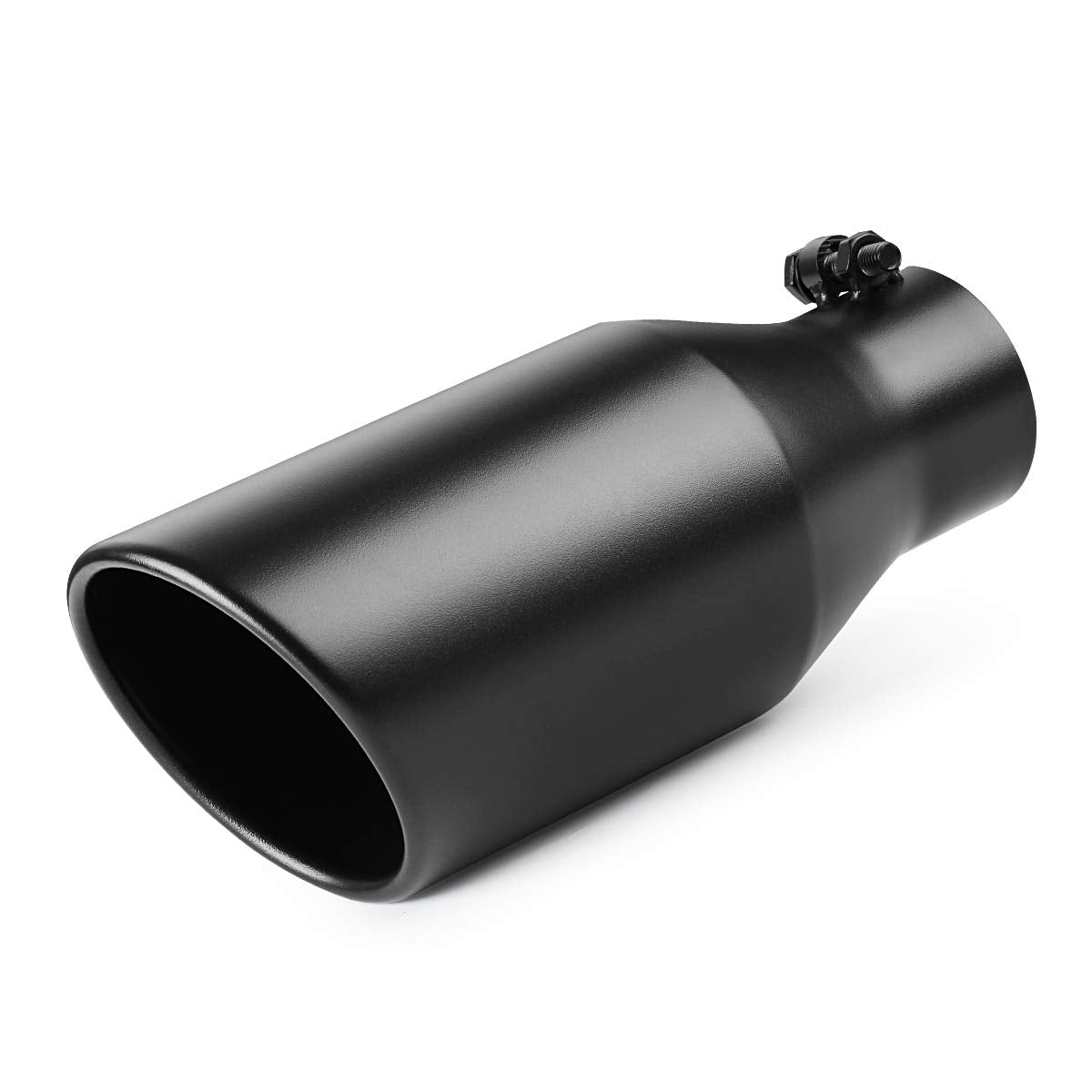 A-Karck Exhaust Tip 3 Inch Inlet, 3'' Inlet 5'' Outlet 12'' Long Black Coated Finish Muffler Tip For Truck Tailpipe, Stainless S