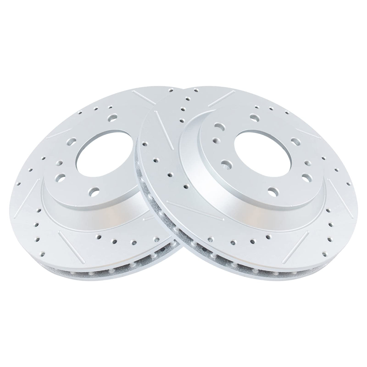 Trq Performance Drilled Slotted Front Coated Brake Rotor Pair For Chevy Suv