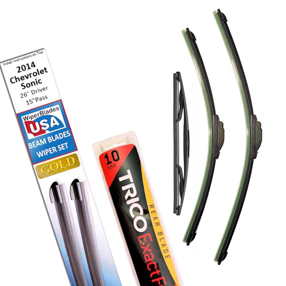 Beam Blade Wipers Replacement Set For 2014 Chevrolet Sonic W/Rear - Wiperbladesusa Gold Beam Wiper Blades Wipers Set