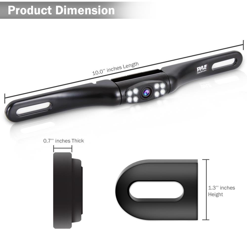 Pyle Compact Vehicle Backup Camera - Slim Bar Cam Size Tilt Adjustable Lens Angle W/ Night Vision Illumination And Ip-67 Waterpr