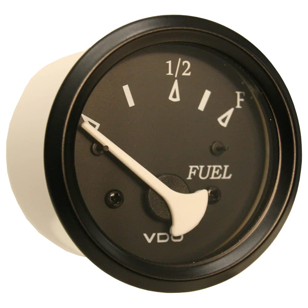 Vdo 301-11802 Cockpit Marine Fuel Level Gauge Use With Marine 240-33 Ohm Fuel Senders 12V - Black