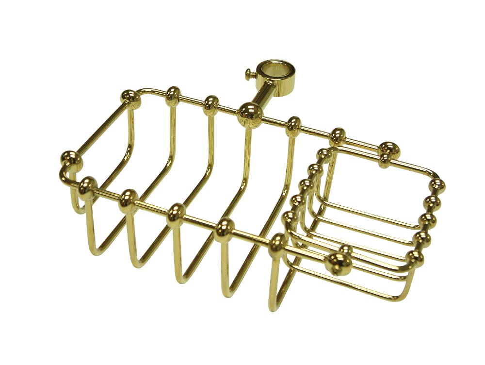 Kingston Brass CC2142 7-Inch Riser Mount Soap Basket for Clawfoot Tubs, Polished Brass