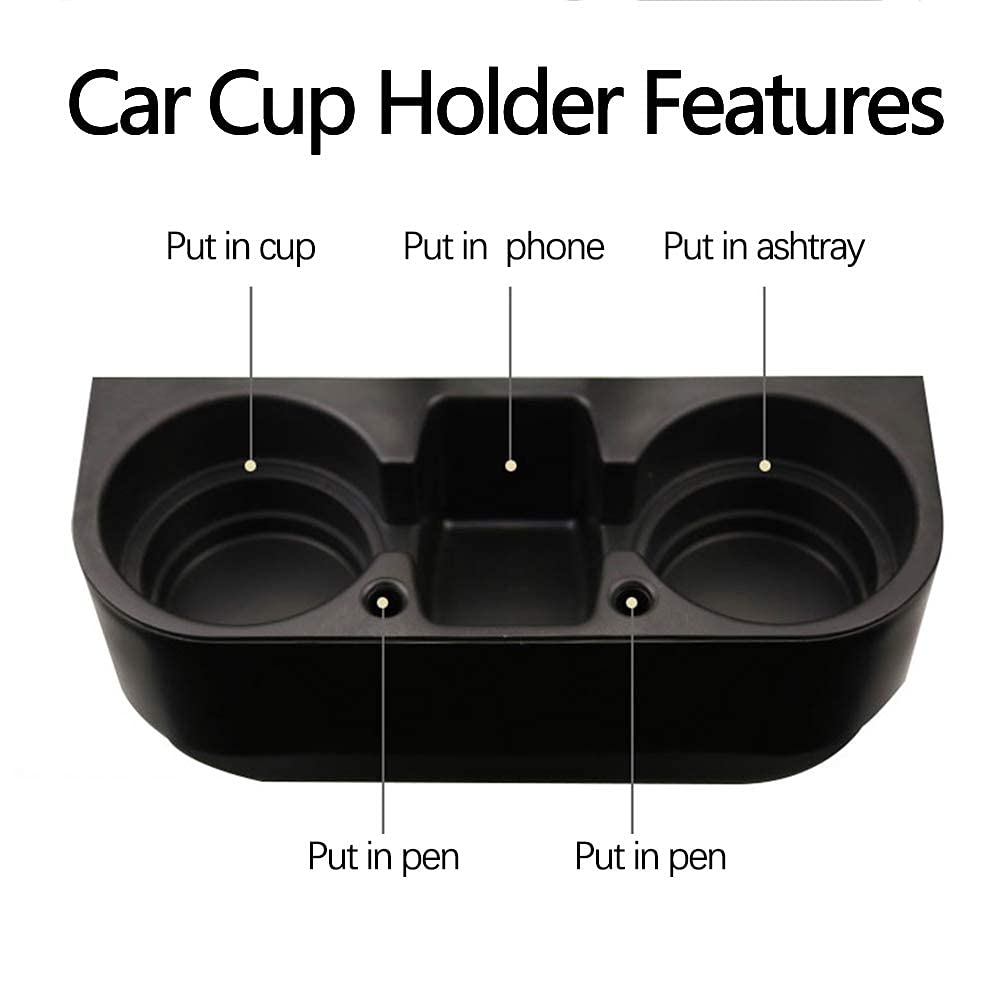 Heart Horse 2Pcs Cup Holder Portable Multifunction Vehicle Seat Cup Cell Phone Drinks Holder Box Car Interior Organizer (Black)