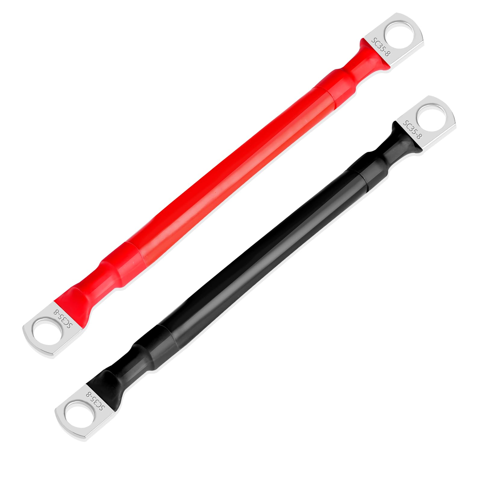 2 Awg Battery Cables, 5.9 Inch Battery Cables With M8 Ring Terminals, Marine Battery Cables Pure Copper, Battery Ground Cable Fo