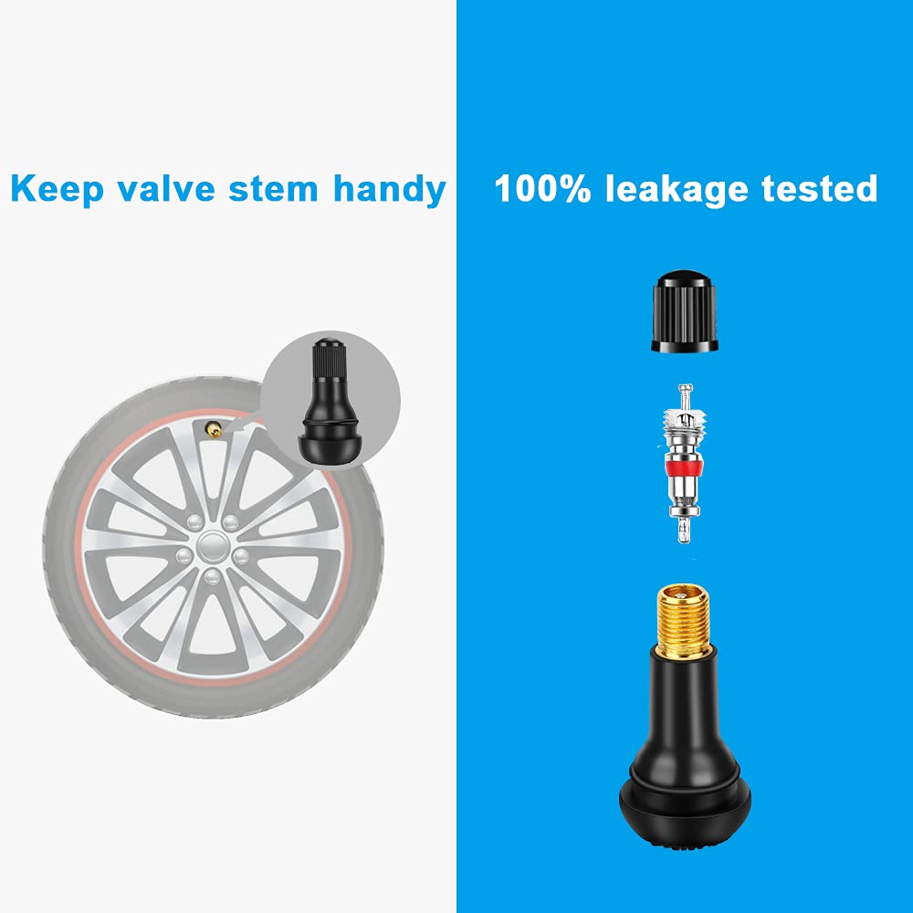 Riseuvo 5pcs TR412 Tire Valve Stem - Rubber Snap-in Valves, Tubeless Valve Stems Suit for 0.453 inch Rim Holes on Standard Vehic
