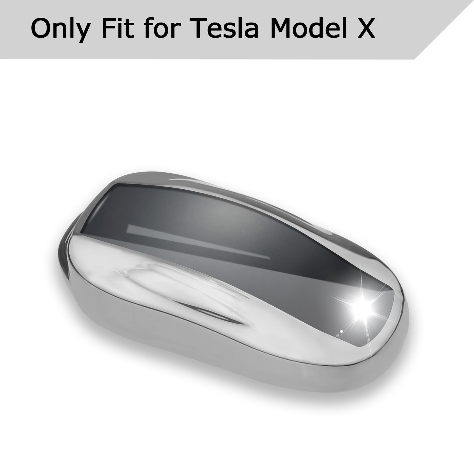 Qbuc For Tesla Key Fob Cover With Keychain Soft Tpu Protection Case Compatible With Tesla Model X (Silver)