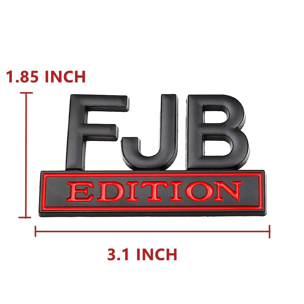 2 Pcs Fjb Edition Emblem Car Side Rear Front Hood Trunk Door Badge 3D Decal Sticker Fit For Car Truck Suv (Fjb, Black Red)