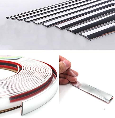 Otoliman 40Mm (1.57Inc) X 15Metre (17Feetx3) Chrome Sticky Car Door Edge Scratch Guard Trim Molding Protector Cover U Shape Air