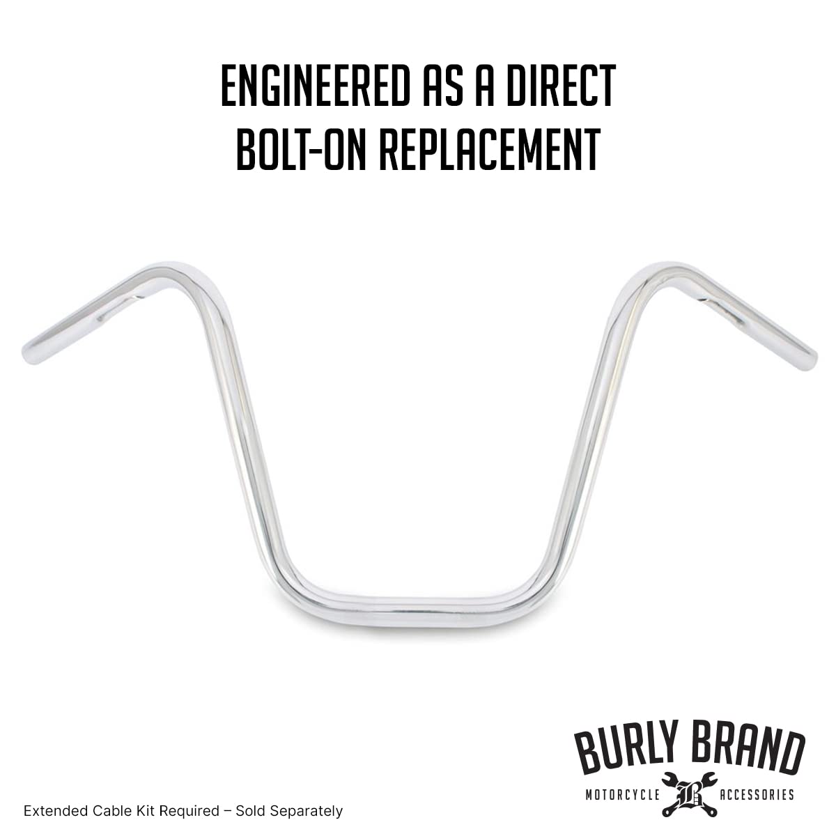 Burly Brand Narrow Bottom Ape Hanger Handlebar - 12 Inch Height, Chrome Finish, For Harley Davidson And Most Motorcycles (B28-34