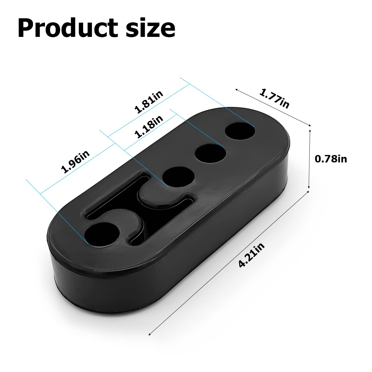Exhaust Rubber Hanger, 2PCS Insulator Bushing Mount with 4 Holes, Adjustable Muffler Shock Absorber Bracket, Automotive Accessor