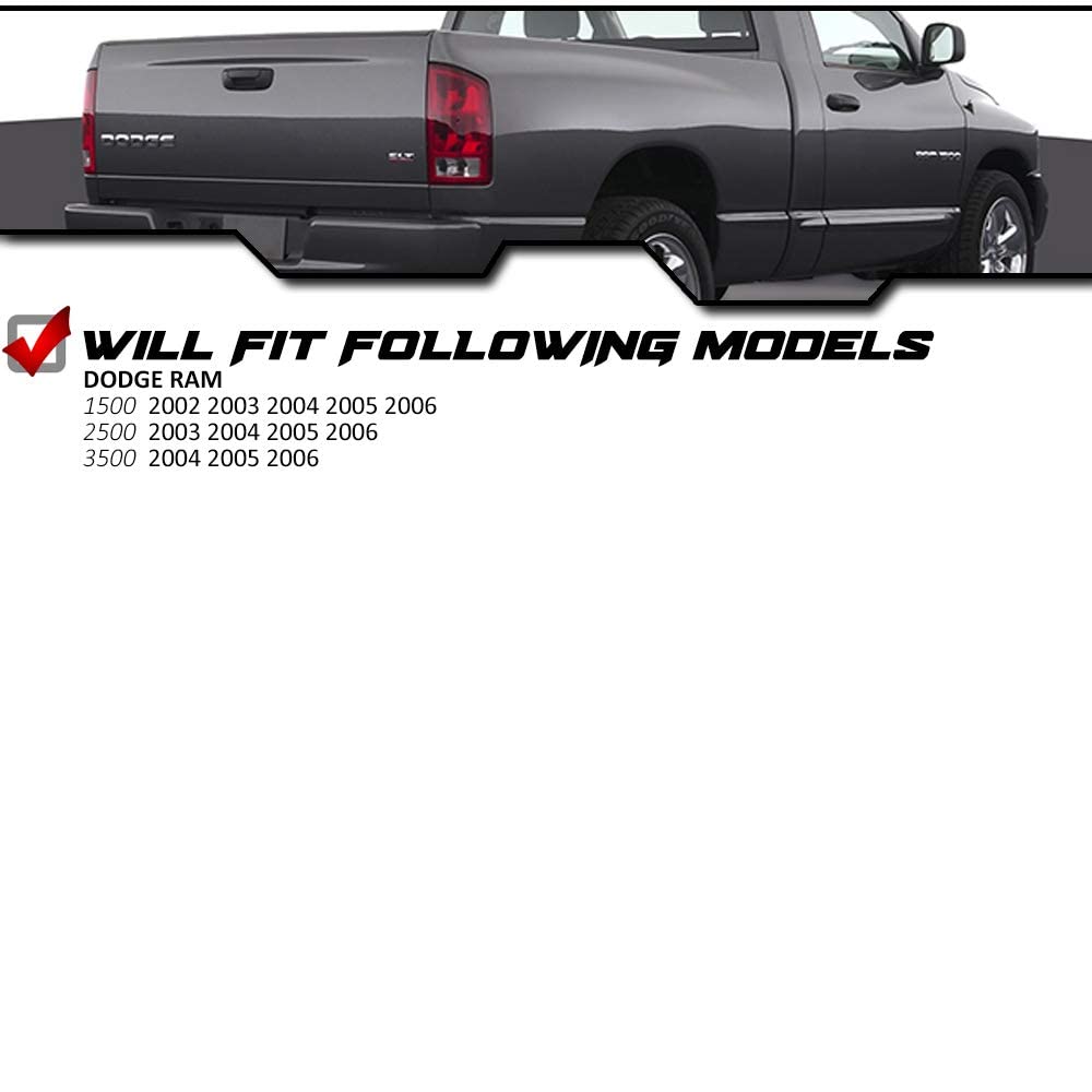 Epic Lighting Rear Brake Tail Lights W/Bulbs & Circuit Board Assembly Replacement For Dodge Ram 02-06 1500 03-06 2500 3500 Pickup [ Ch2800147 55077347Af Ch2801147 55077348Af ] Pair