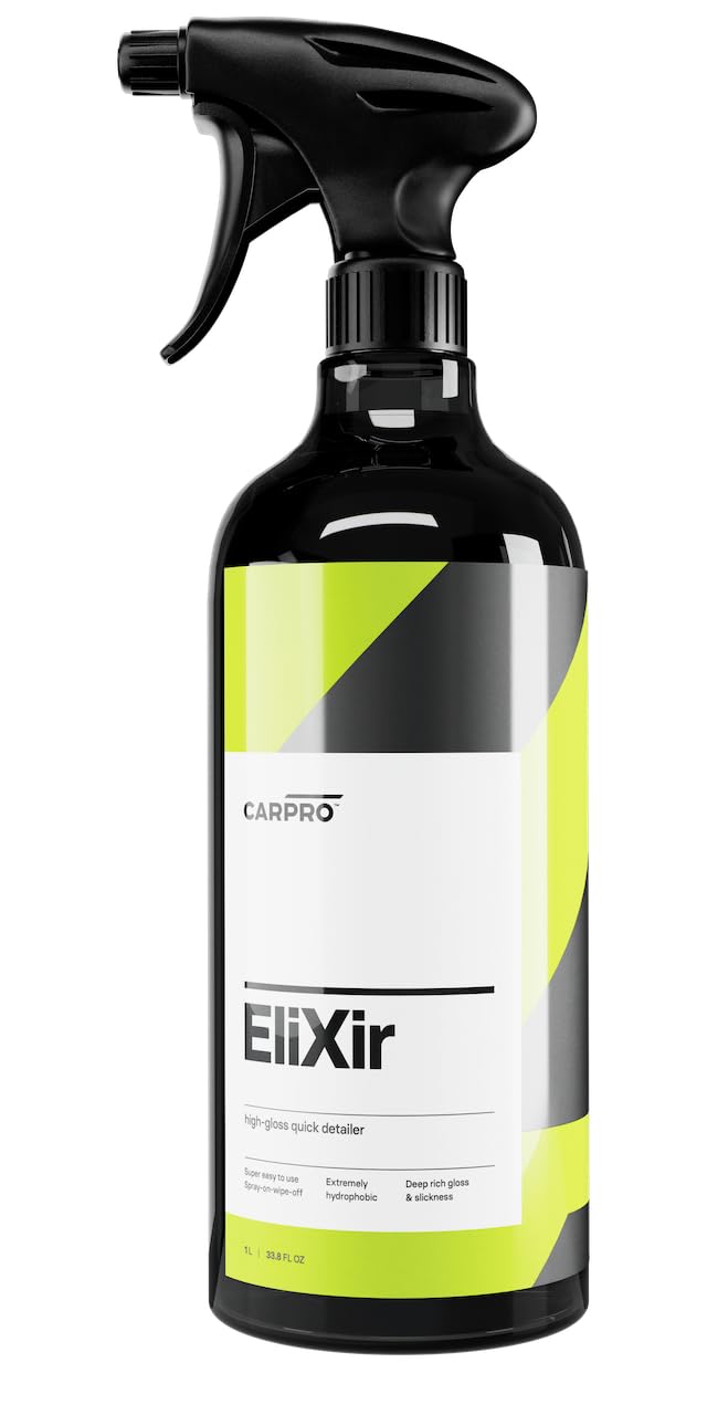 Carpro Elixir Quick Detailer With Sprayer - Quick Detail Provides A Fast Layer Of Depth, Gloss, And Hydrophobic Energy - Liter (