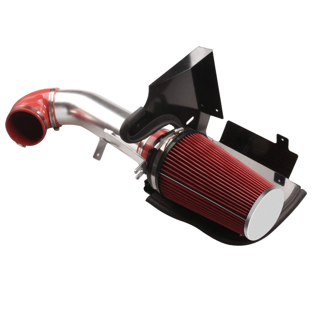Moosun 4 Inch Cold Air Intakesilver Tube + Heat Shield For 1999-2006 Gmc/Chevy V8 4.8L/5.3L/6.0L Silverado 1500/2500/3500 Red
