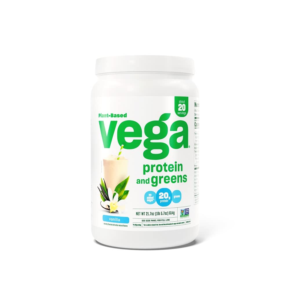 Vega Protein And Greens Vegan Protein Powder Vanilla (20 Servings) - 20G Plant Based Protein Plus Veggies, Vegan, Non Gmo, Pea P