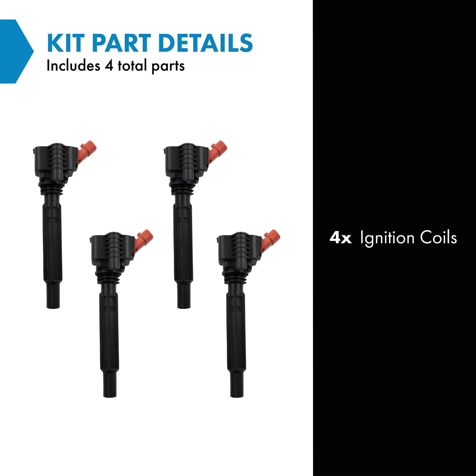 Trq Ignition Coil Set Compatible With 2018-2019 Fiat 500 2014-2020 500L 2016-2018 500X 2015-2018 Jeep Renegade