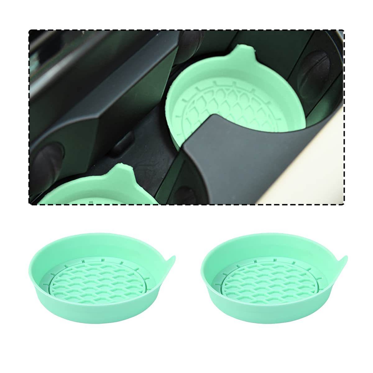 Zipelo 2 Pack Cup Holder Coaster, 3.1 '' Silicone Insulation Drink Mat, Waterproof Non-Slip Sift-Proof Spill Holder, Universal V