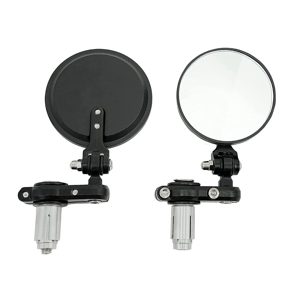 Universal Motorcycle Mirrors Cafe Racer Mirrors Foldable Motorcycle Bar End Rear View Side Mirrors 3 Inch Round Folding Compatib