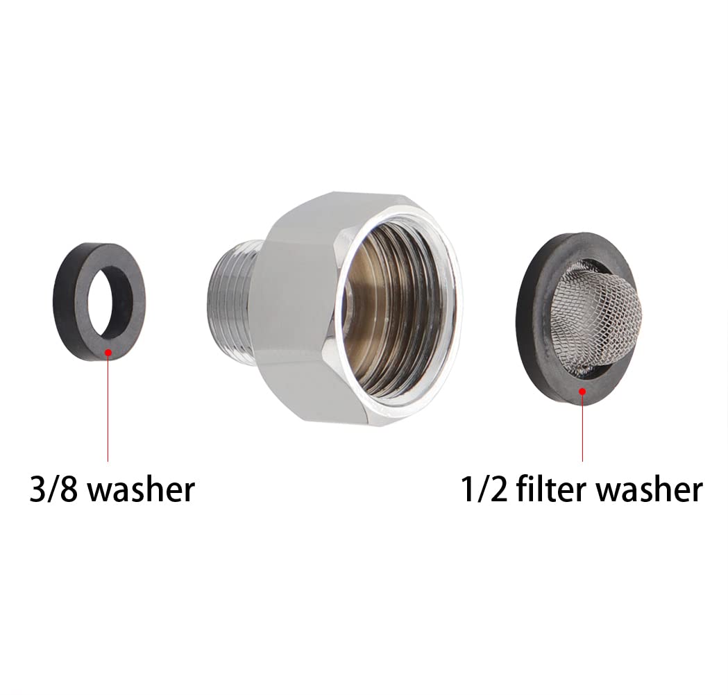 Carvedexquisitely Brass Pipe Fittings,Faucet Supply Hose Adapter,1/2'' Female To 3/8'' Compression Male Reducer Adapter Chrome,C