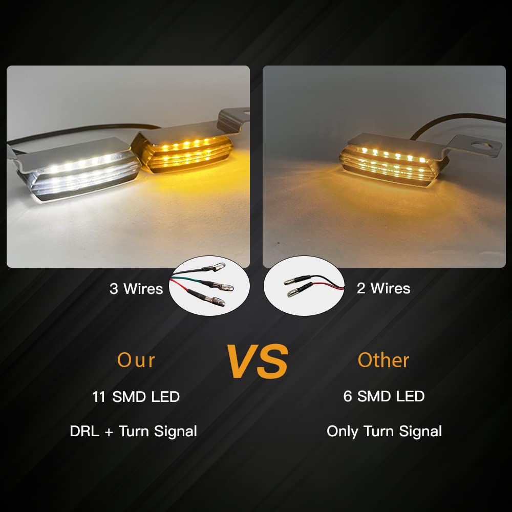 Mini Led Turn Signals Motorcycle Front Sequential Indicators 3 Wire Handlebar Blinkers With Running Lights Universal Compatible