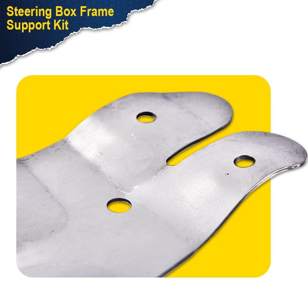 PIT66 Steering Box Frame Support Kit, Compatible with 73-91 Chevy GMC C/K Pickup 2 PCS Silver