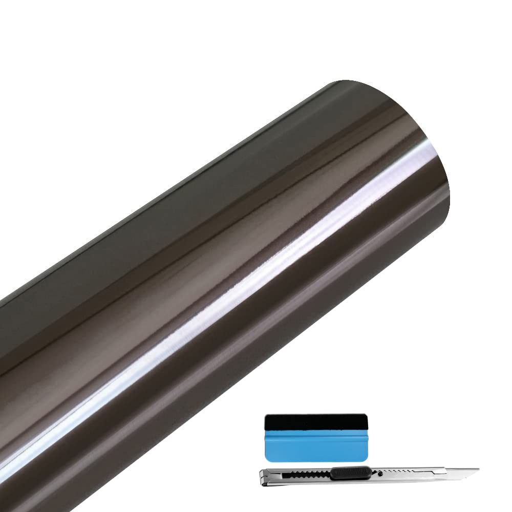 Lzlrun 1Ft X 5Ft Chrome Mirror Gray Vinyl Wrap Adhesive Car Sticker Decal Film