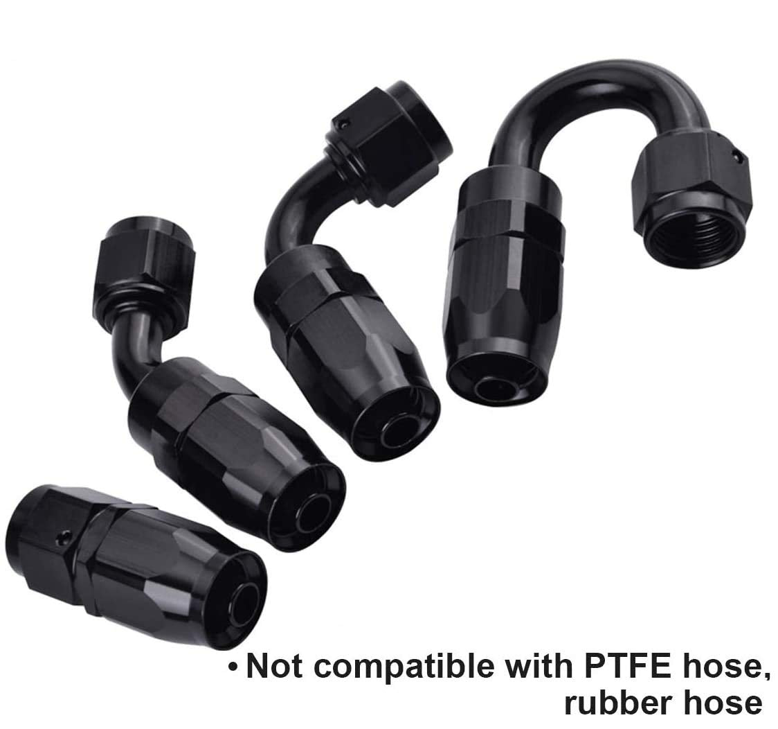 4Pcs 6An Straight Swivel Hose End Fitting For Fuel Oil Line Aluminum Black (Straight)