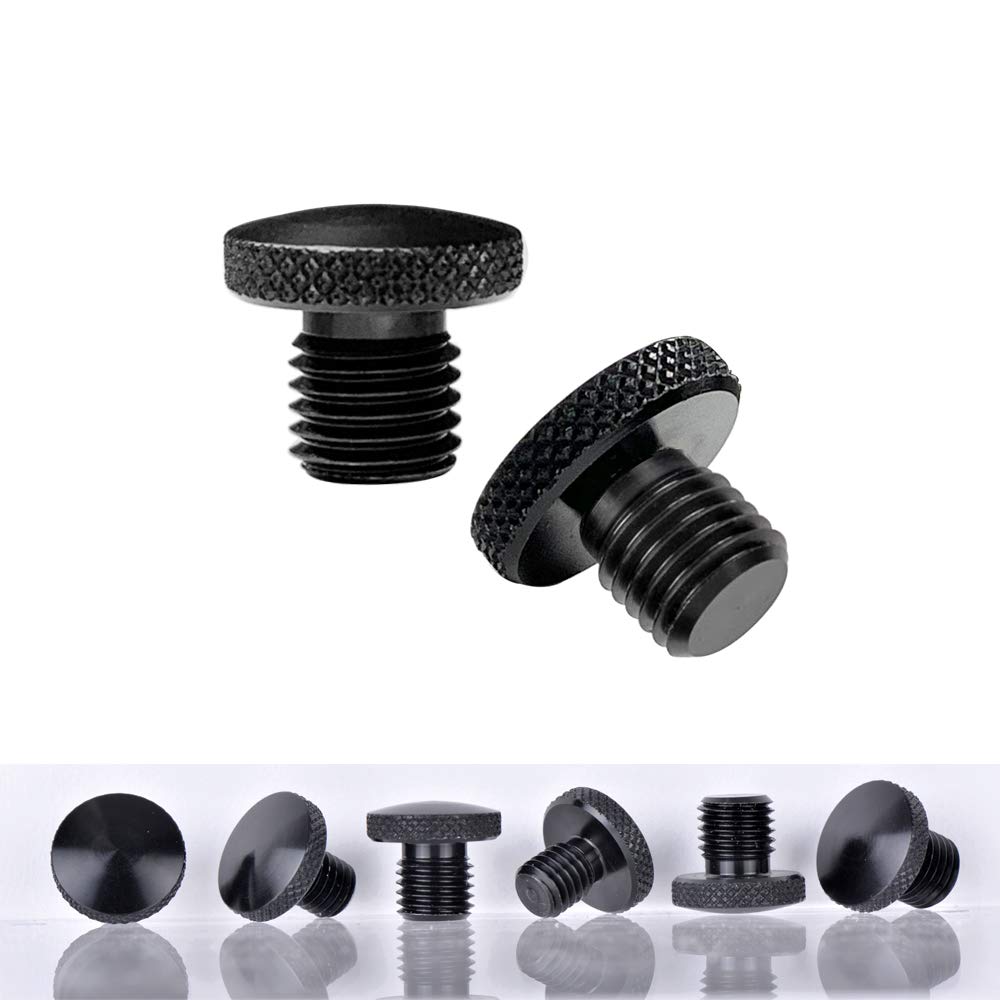 Evermotor M10 X 1.25 Motorcycle Mirror Hole Plugs Cnc 10Mm Aluminum Screws Accessories For Honda,Kawasaki,Ducati,Ktm,Yamaha Black 2 Pieces (Right Thread + Left Thread)