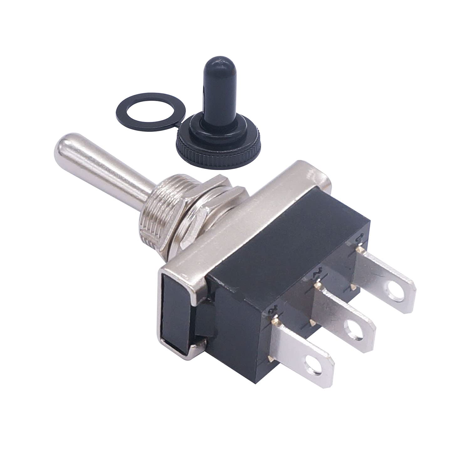 weideer 2Pcs Momentary Toggle Switch 12V 25A SPDT (ON)/Off/(ON) 3 pin 3 Position Waterproof Toggle Switch with Waterproof Cover
