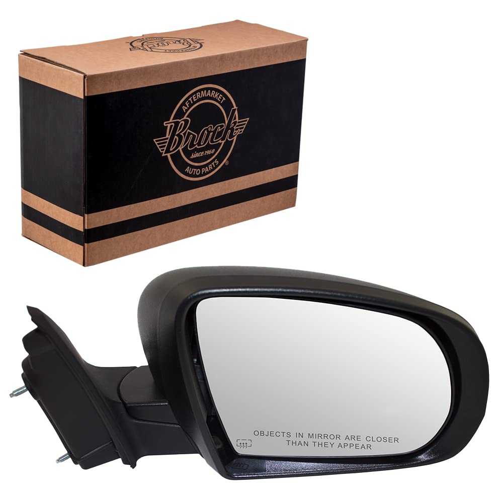 Brock Replacement Passenger Side Power Mirror Textured Black With Heat Without Signal, Memory Or Blind Spot Sensor Compatible Wi