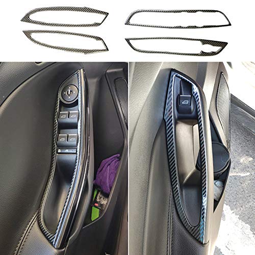 ruihe 4pc Carbon Fiber Color Door Window Lift Button Panel armrest Cover for Ford Focus RS ST 2012 2013 2014 2015 2016 2017 2018