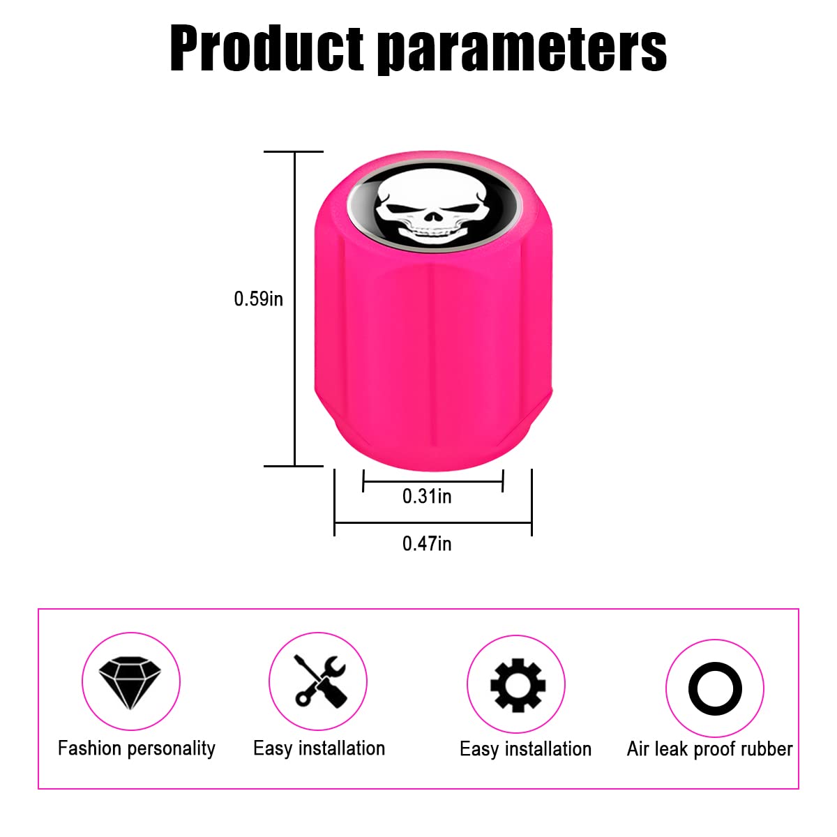 12Pcs Fluorescent Skull Car Tire Valve Stem Caps, Abs Corrosion Resistant Wheel Valve Cover, Luminous Illuminated Cap Glow In Th