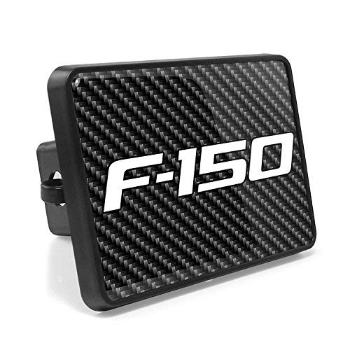iPick Image, Compatible with  Ford F150 20092014 UV Graphic Carbon Fiber Look Metal FacePlate on ABS Plastic 2 Tow Hitch Cov