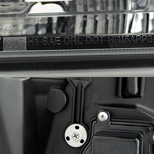 Akkon - For 2007-2014 Chevy Suburban | Tahoe | Avalanche Left + Right Black Led Drl Projector Head Lights Pair