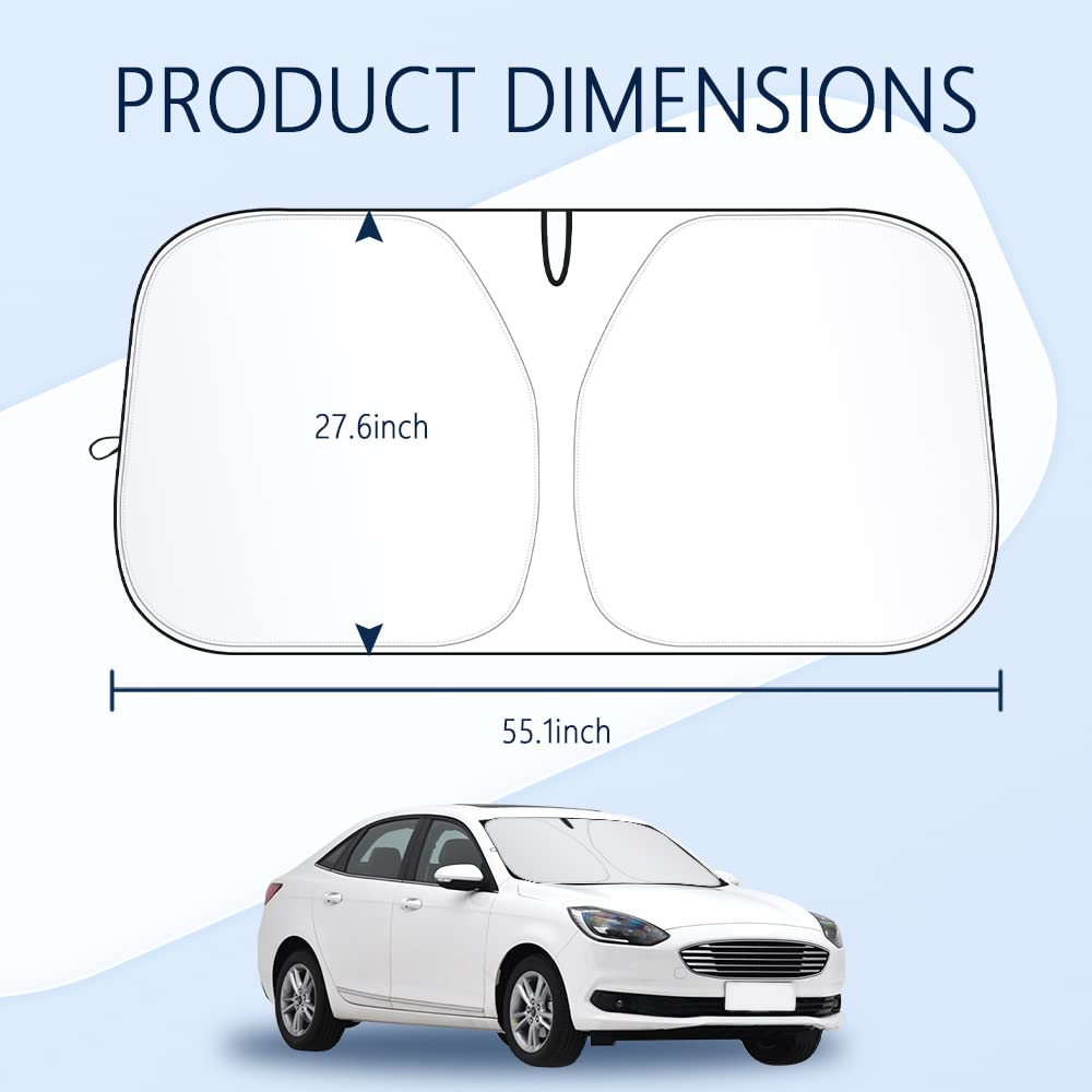 240T Thickened Automotive Glass Sunshade And Comes With Storage Bag,Keep Car Interior Cool,Windshield Sun Shade Fit For Small Cars(M(55.12 * 27.6 Inch)