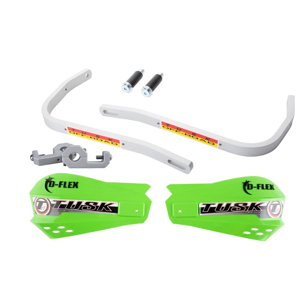 Tusk D-Flex Handguards with MX Shields Green 1 1/8'' Bar Mounts