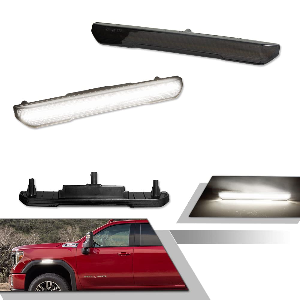 Gtinthebox For 2020 2021 2022 2023 Gmc Sierra 2500Hd 3500Hd Pickup Truck White Fender Side Markers Driver Passenger Lamps