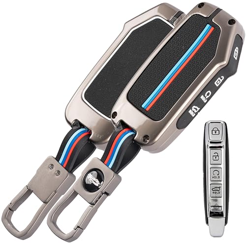 Shopoflux Metal Key Cover Compatible With Kia Seltos 2024 2023 Facelift Htx | Carens X Line | Sonet Facelift 4 Button Smart Key
