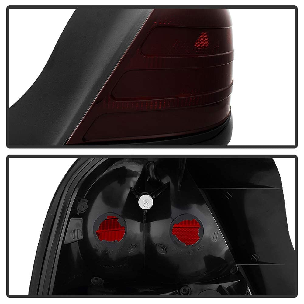Acanii - For Red Smoke 1999-2011 Ford Crown Victoria W/ 2 Bulb Socket Tail Lights Brake Lamps