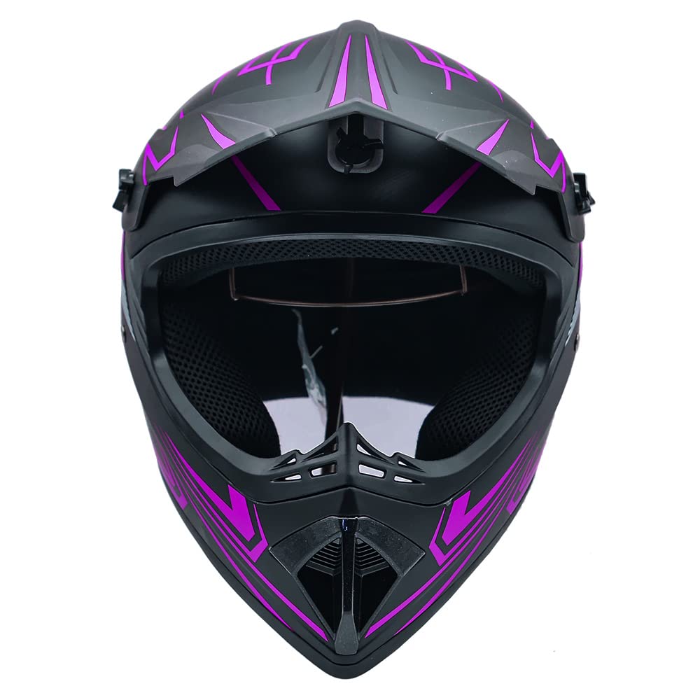 Motocross Helmet Fashion Youth Dirt Bike Helmet Unisex-Adult Atv Off-Road Mountain Bike Motorcycle Red Helmet Dot Approved (Purp
