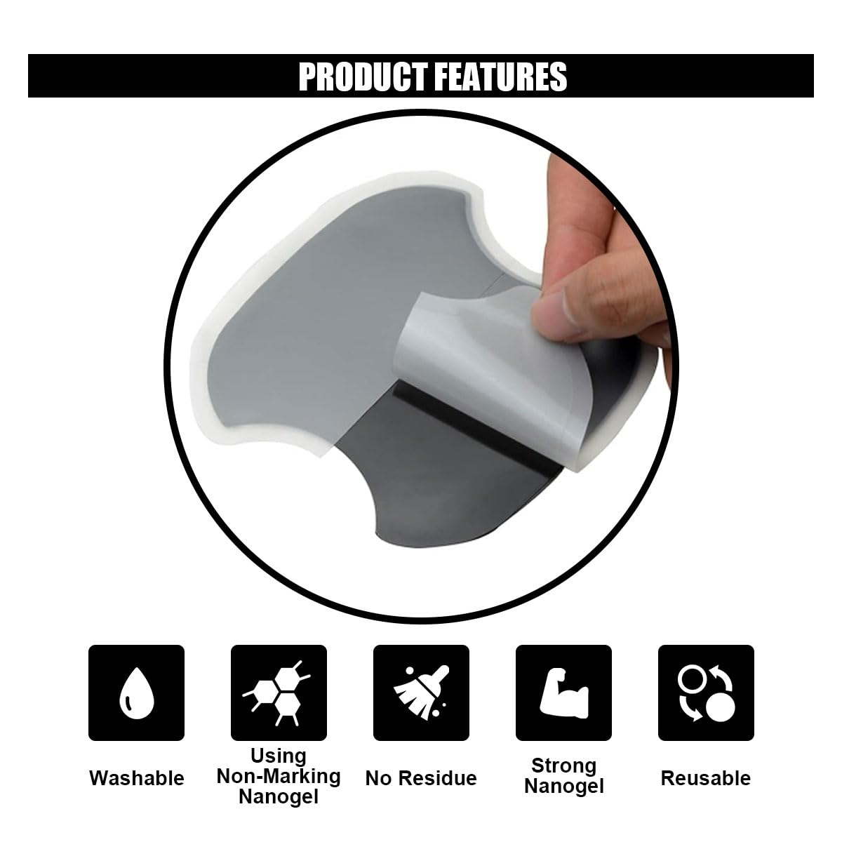 Smilfuy 4Pcs Car Door Handle Cup Scratch Protectors, Tpu Carbon Fiber Door Bowl 3D Sticker, Car Door Handle Paint Cover Guard Pa