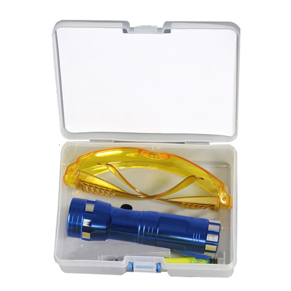 Leak Detector Kit, Fluorescent Protective Glasses Air Conditioning Accurate Leak Detector Kit Tools, Car Accessories Replacement