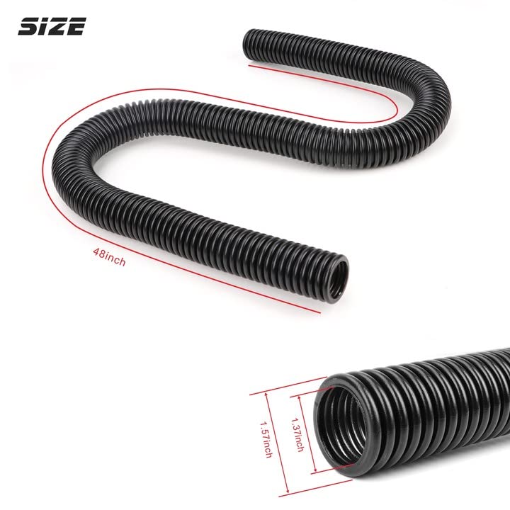 iRKY 48'' Flexible Radiator Hose Stainless Steel Universal Water Hoses Adapter Coolant Radiator Hose Kit With 4Pcs Chrome Caps (