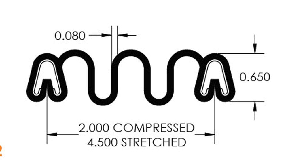 Gordon Glass™ Slider to Slider Accordion Boot Seal - 20 ft, Gray, Ethylene Propylene Diene Monomer Rubber, Durable Spring Clips