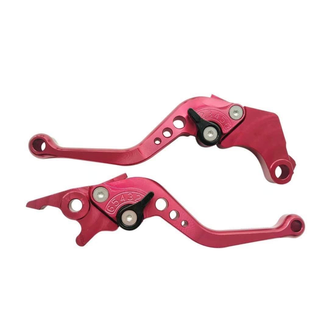 Red Cnc 6 Position Shorty Brake Clutch Lever For Kawasaki Zx1400 / Zx14R / Zzr1400 2006-2015 06 07 08 09 10 11 12 13 14 15