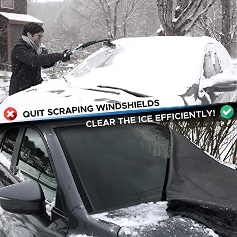EcoNour Snow Cover - Black (XL) with Side Mirror Cover + Wiper Cover | 600D Oxford Fabric Frost Cover for All Weather | Durable