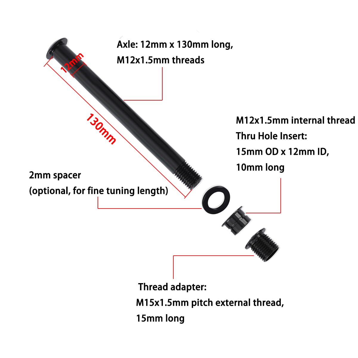 Hqparrts 15Mm To 12Mm Fork Thru Axle Conversion Kit Compatible With Most Road, Gravel, And Cross Bikes